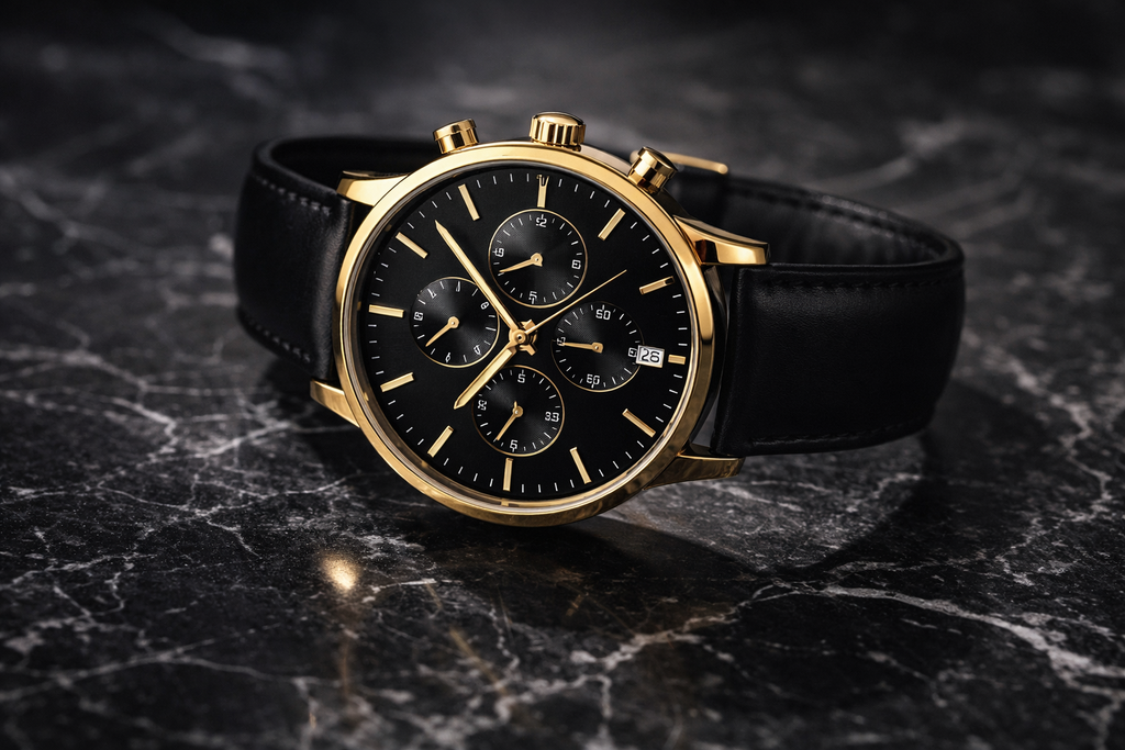 Luxury Chronograph Watch – Gold Detail Precision Timepiece