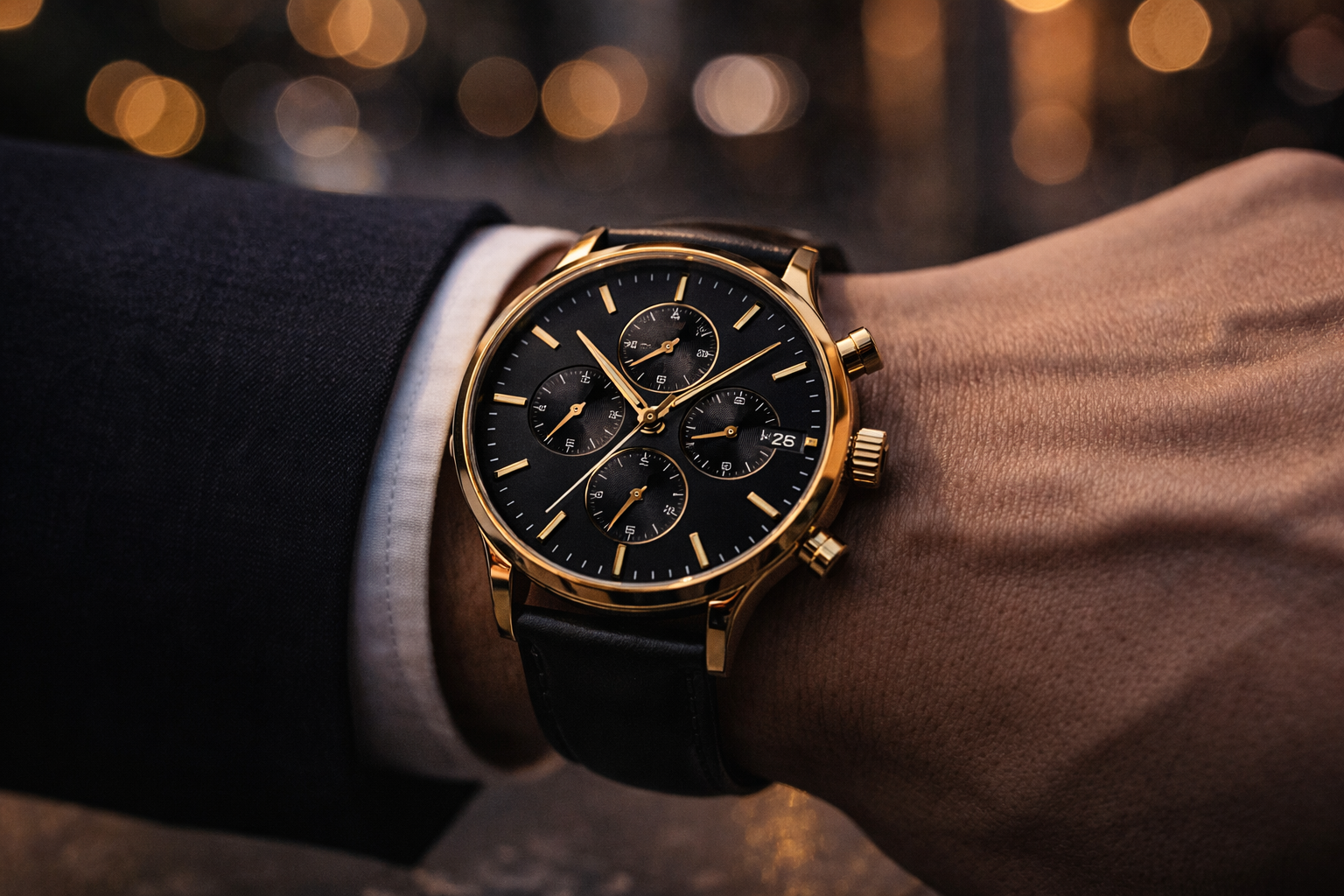 Luxury Chronograph Watch – Gold Detail Precision Timepiece