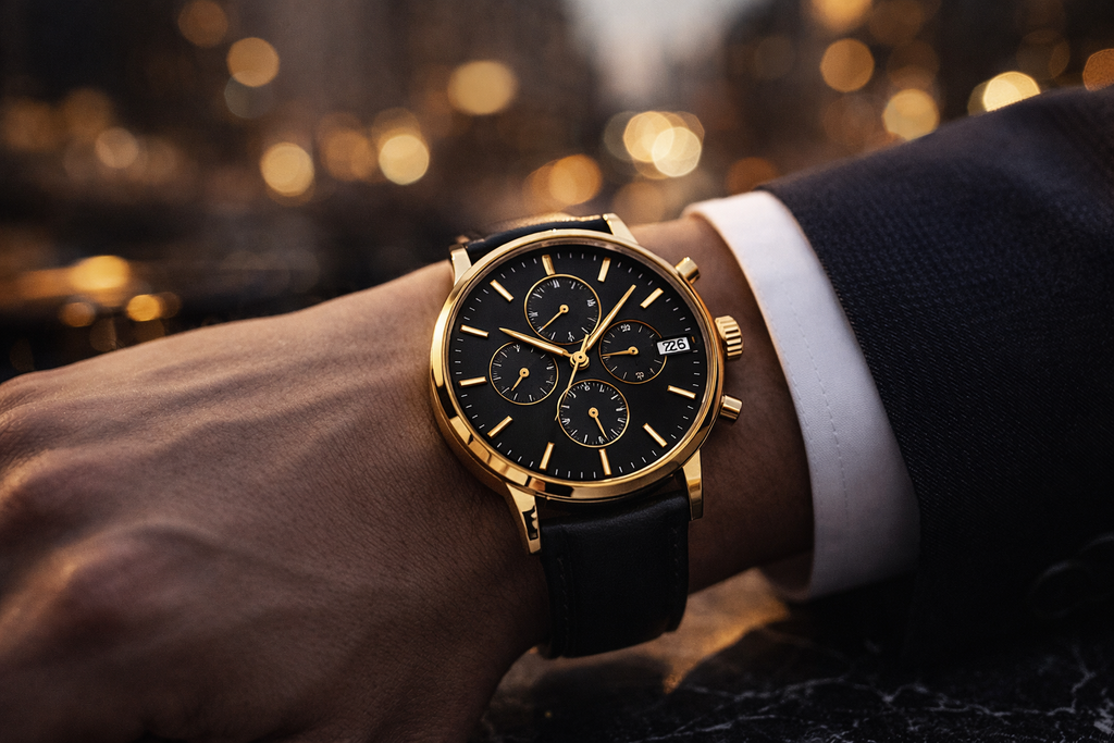 Luxury Chronograph Watch – Gold Detail Precision Timepiece