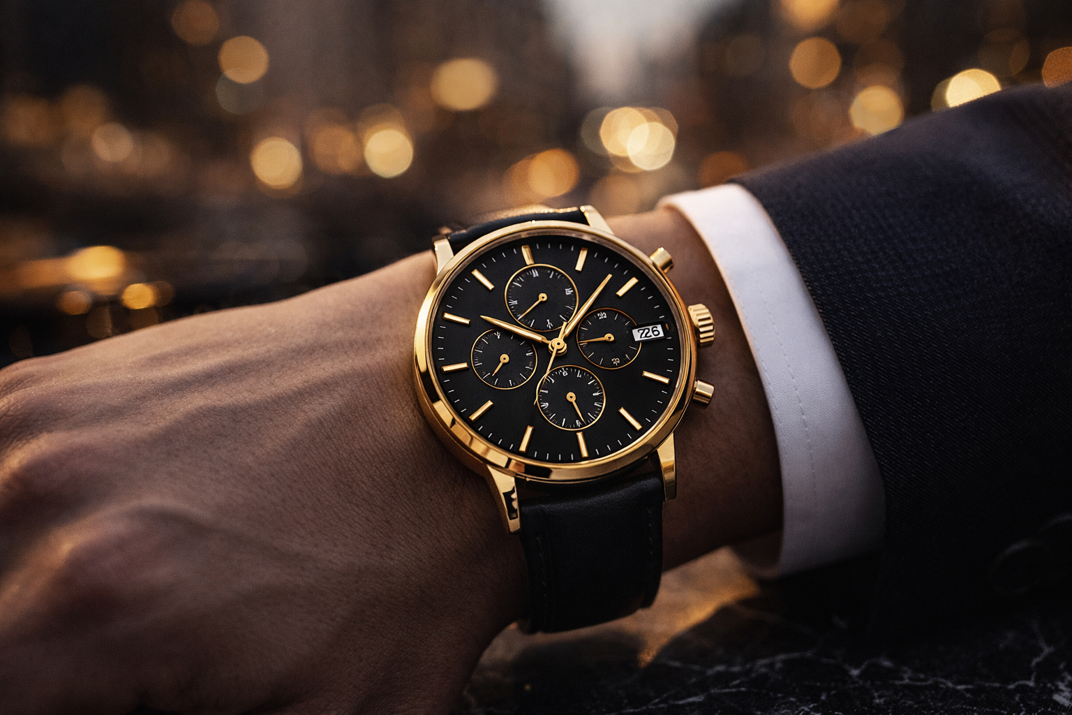 Luxury Chronograph Watch – Gold Detail Precision Timepiece