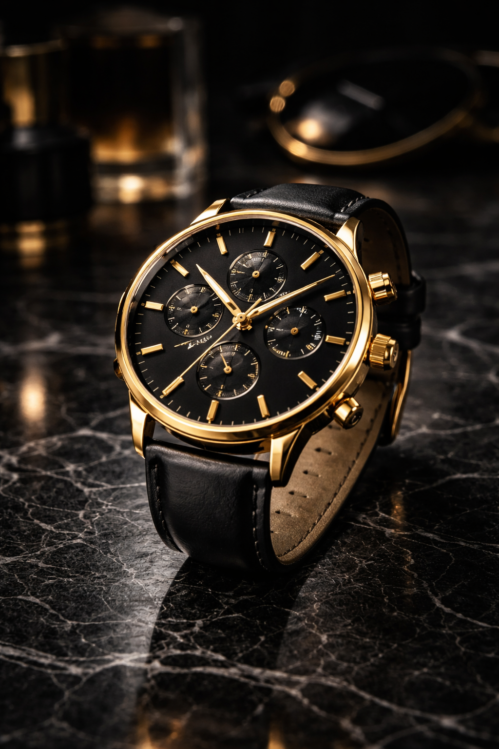 Luxury Chronograph Watch – Gold Detail Precision Timepiece