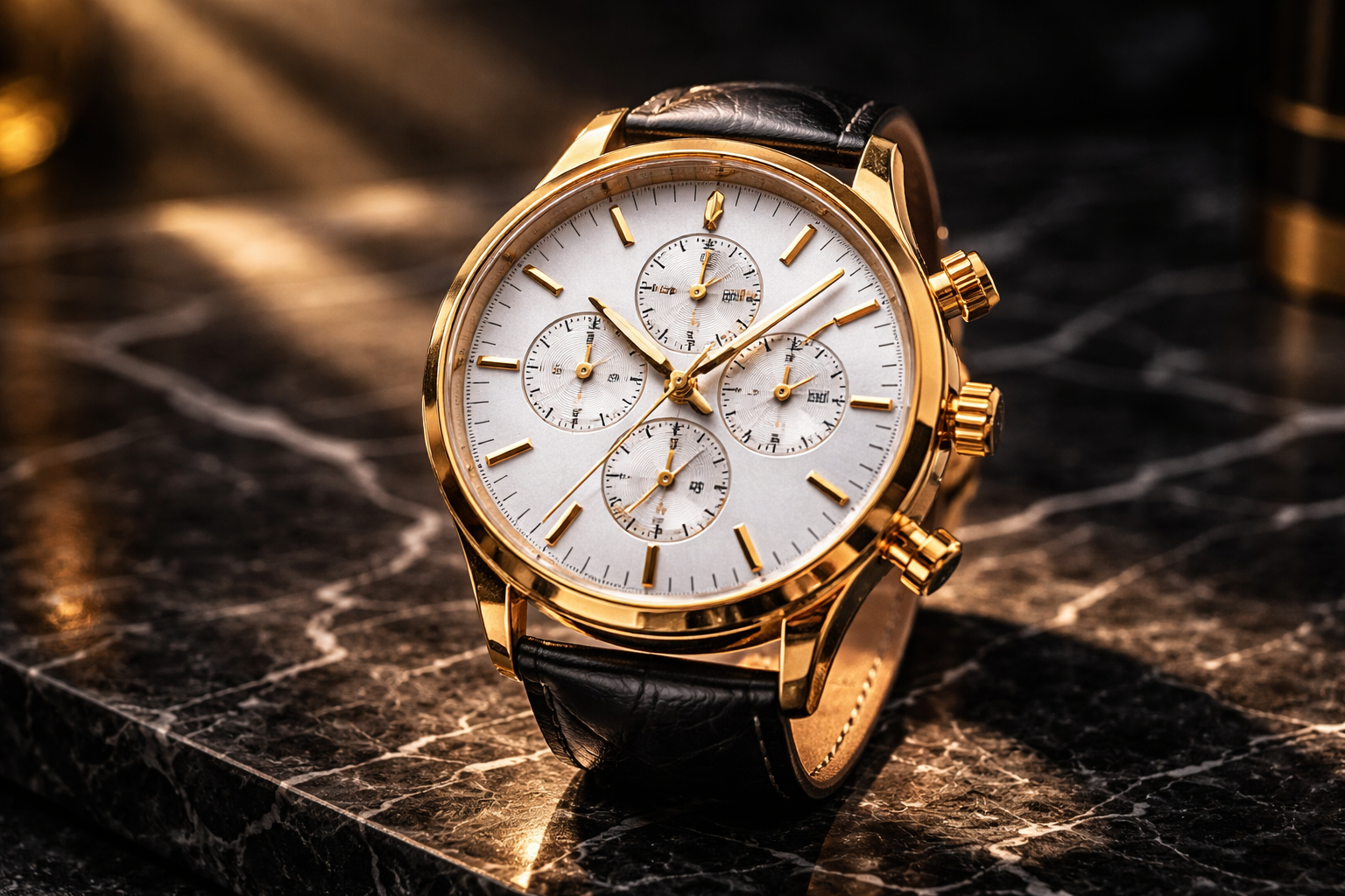 Luxury Chronograph Watch – Gold Detail Precision Timepiece