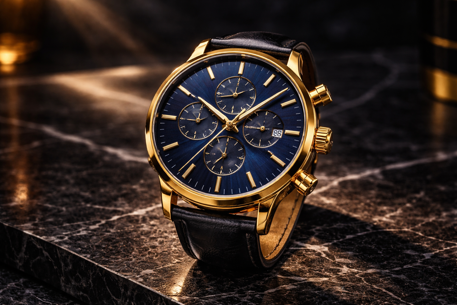 Luxury Chronograph Watch – Gold Detail Precision Timepiece